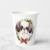 Japanse kin kerstkrans feestelijke pup papieren bekers (Voorkant)