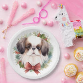 Japanse kin kerstkrans feestelijke pup papieren bordje (Feest)