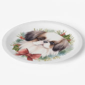 Japanse kin kerstkrans feestelijke pup papieren bordje (Gekanteld)