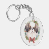 Japanse kin kerstkrans feestelijke pup sleutelhanger (Voorkant Links)