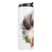 Japanse kin kerstkrans feestelijke pup thermosbeker (Gedraaid links)