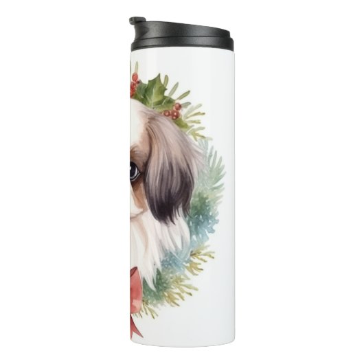 Japanse kin kerstkrans feestelijke pup thermosbeker (Geroteerd rechts)