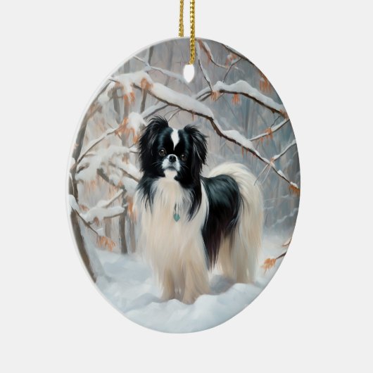 Japanse kin liet het sneeuwKerstmis Keramisch Ornament (Rechts)