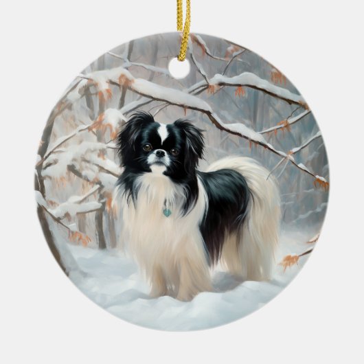 Japanse kin liet het sneeuwKerstmis Keramisch Ornament (Voorkant)