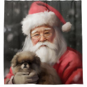 Japanse kin met sinterklaas feestelijke kerst douchegordijn (Voorkant)