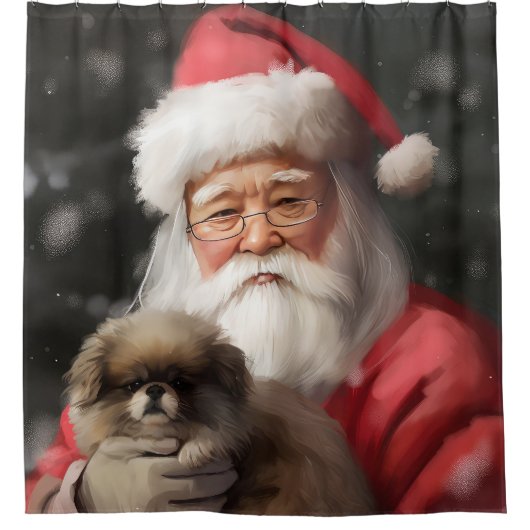 Japanse kin met sinterklaas feestelijke kerst douchegordijn (Voorkant)