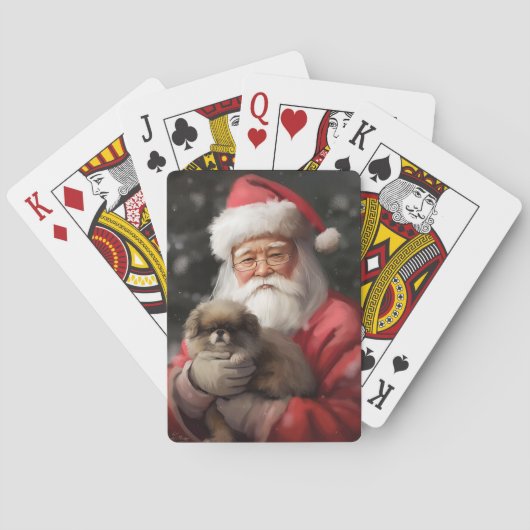 Japanse kin met sinterklaas feestelijke kerst pokerkaarten (Achterkant)