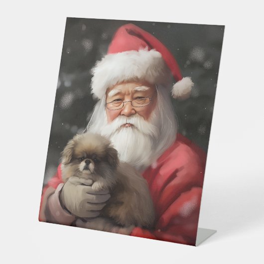 Japanse kin met sinterklaas feestelijke kerst reclamebord met voetstuk (Voorkant)