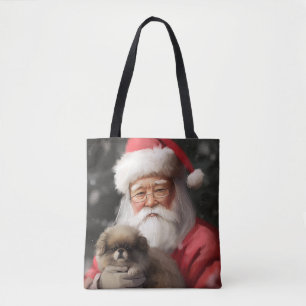 Japanse kin met sinterklaas feestelijke kerst tote bag