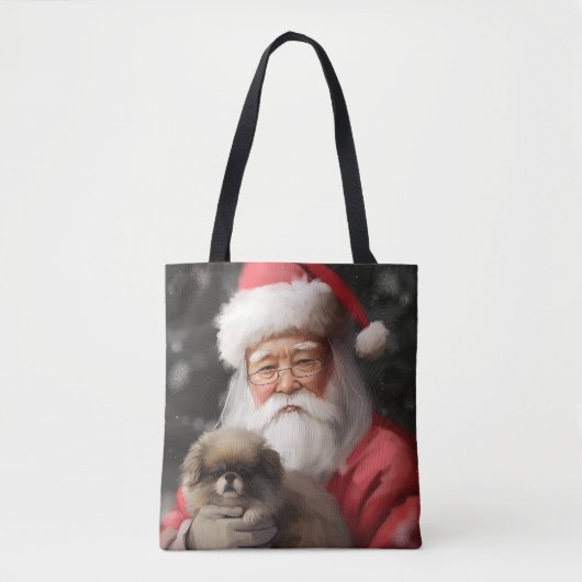 Japanse kin met sinterklaas feestelijke kerst tote bag (Voorkant)