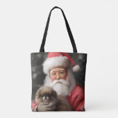 Japanse kin met sinterklaas feestelijke kerst tote bag (Achterkant)