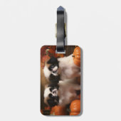 Japanse kin puppy herfst verrukking pompoen bagagelabel (Achterkant verticaal)