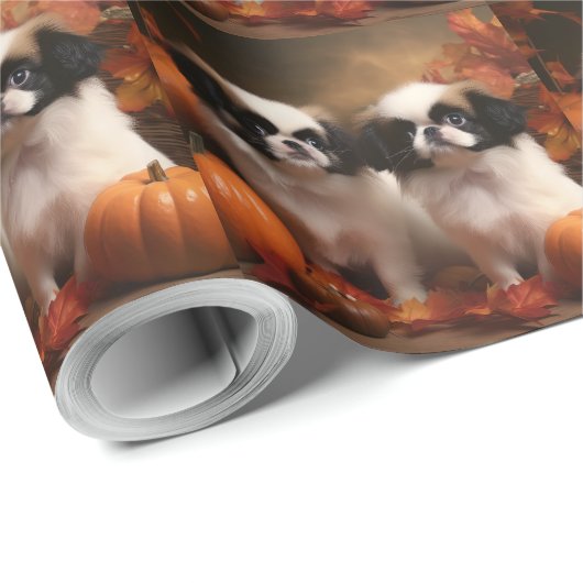 Japanse kin puppy herfst verrukking pompoen cadeaupapier (Rol Hoek)