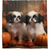 Japanse kin puppy herfst verrukking pompoen douchegordijn (Voorkant)