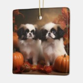 Japanse kin puppy herfst verrukking pompoen keramisch ornament (Links)