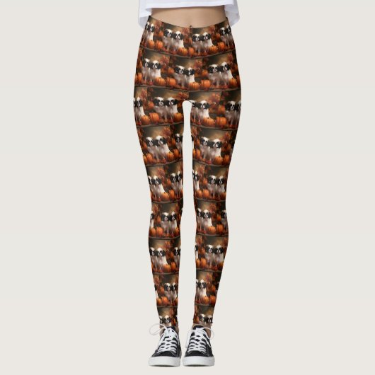 Japanse kin puppy herfst verrukking pompoen leggings (Voorkant)