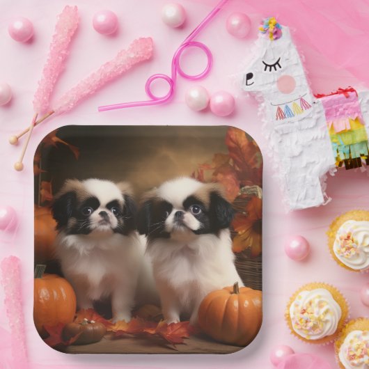 Japanse kin puppy herfst verrukking pompoen papieren bordje (Feest)