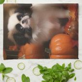 Japanse kin puppy herfst verrukking pompoen theedoek (Gevouwen)