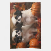 Japanse kin puppy herfst verrukking pompoen theedoek (Verticaal)