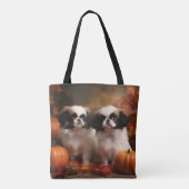 Japanse kin puppy herfst verrukking pompoen tote bag (Achterkant)