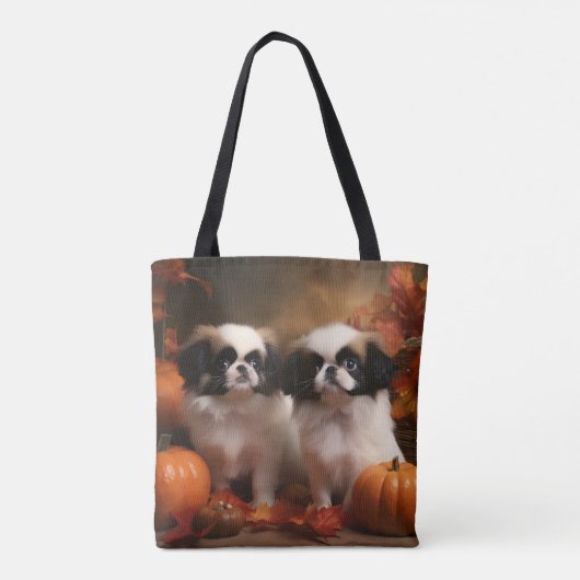 Japanse kin puppy herfst verrukking pompoen tote bag (Achterkant)