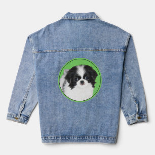 Japanse kin puppy schilderij - hondenkunst denim jacket