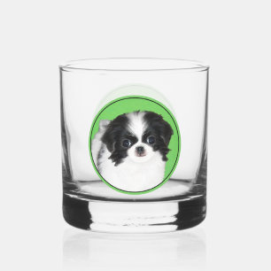 Japanse kin puppy schilderij - hondenkunst whisky glas