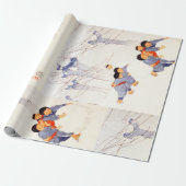 Japanse kinderen die grote sneeuwballen rollen cadeaupapier (Uitgerold)