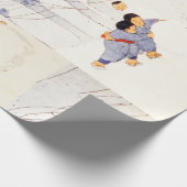 Japanse kinderen die grote sneeuwballen rollen cadeaupapier (Hoek)