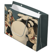 Japanse kinderen die grote sneeuwballen rollen groot cadeauzakje (Voorkant Gekanteld)