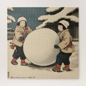 Japanse kinderen die grote sneeuwballen rollen legpuzzel (Verticaal)