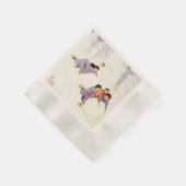 Japanse kinderen die grote sneeuwballen rollen servet (Hoek)