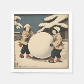 Japanse kinderen rollen grote sneeuwbal servet (Voorkant)