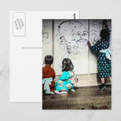 Japanse kinderen Schilderen op papierwanden  Briefkaart (Voorkant / Achterkant)