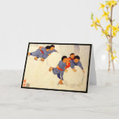 JAPANSE KINDEREN Vouwbare Wenskaart Kaart (Gele Bloem)