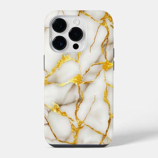Japanse Kintsugi Witte Goud iPhone Hoesje (Achterkant)