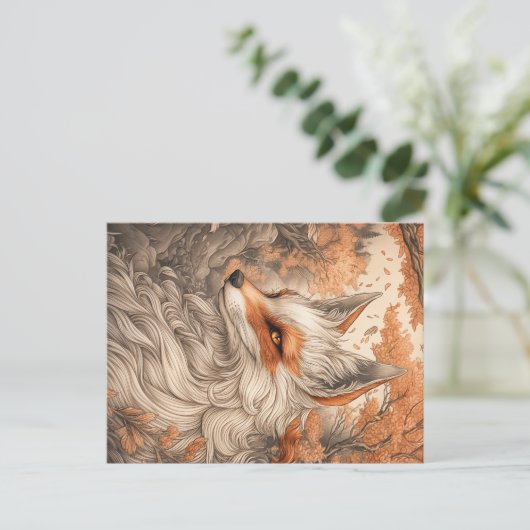 Japanse kitsune vos briefkaart (Staand voorkant)