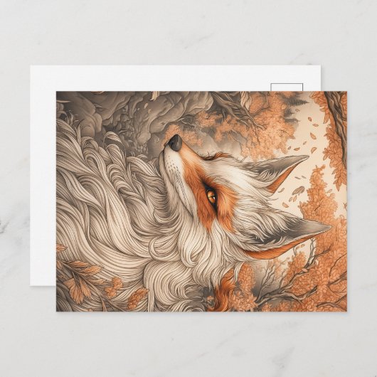 Japanse kitsune vos briefkaart (Voorkant / Achterkant)