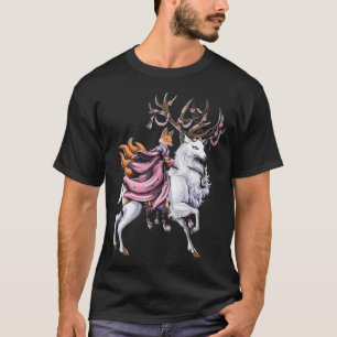 Japanse Kitsune-vos die op een kersenbloesemdeer r T-shirt