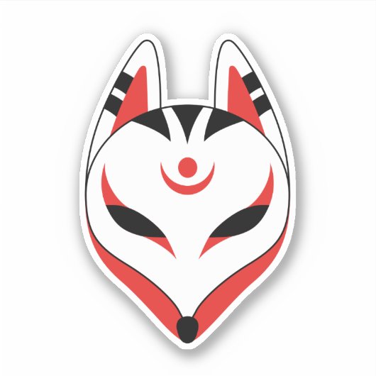 Japanse Kitsune-vossenmasker Sticker (Voorkant)