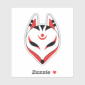 Japanse Kitsune-vossenmasker Sticker (Vel)