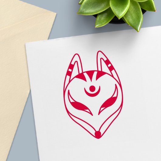 Japanse Kitsune Vossenmasker Zelfinktende Stempel