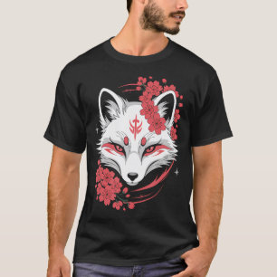 Japanse Kitsune Witte Vos Anime Kawaii Kers T-shirt