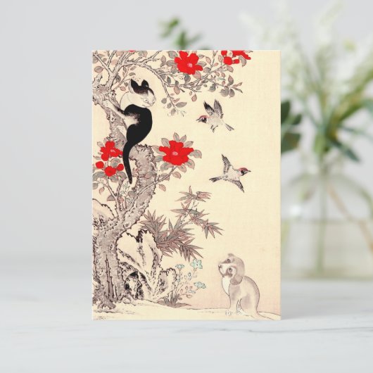 Japanse Kitten en Puppy-uitnodigingen Kaart (Staand voorkant)