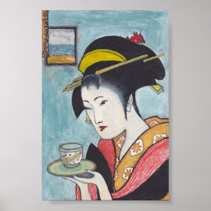 Japanse klassieke Geisha Lady Art Poster