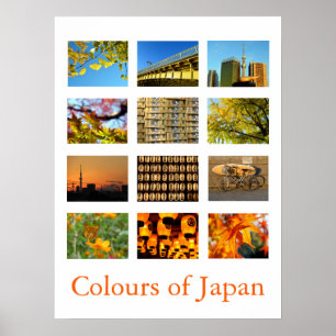 Japanse kleuren (geel/sinaasappel) poster
