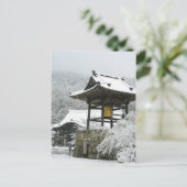 Japanse klokkentoren in sneeuw briefkaart (Staand voorkant)