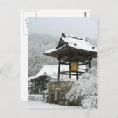 Japanse klokkentoren in sneeuw briefkaart (Voorkant / Achterkant)