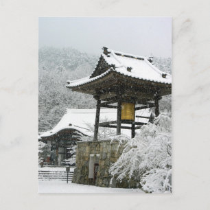 Japanse klokkentoren in sneeuw briefkaart