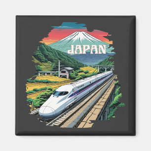 Japanse kogeltrein en de berg Fuji Magneet